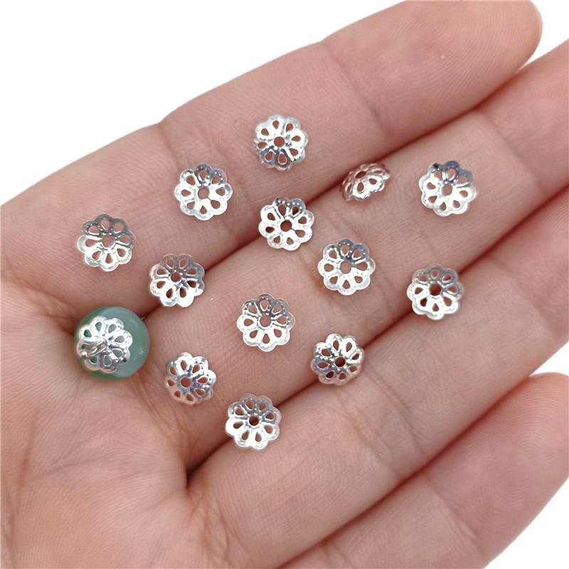 300Pcs 6mm DIY Bead Caps Hollow Flower End Cap Connectors for Jewelry Making