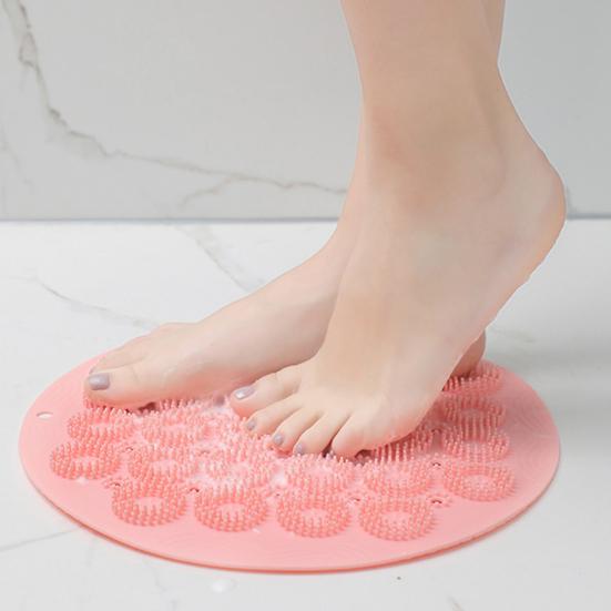 Коврик для ванной, дизайн с присоской, противоскользящий, быстросохнущий, натирает спину, круглая щетка, отшелушивающий массажный скребок для душа, коврик для ног, ежедневное использование