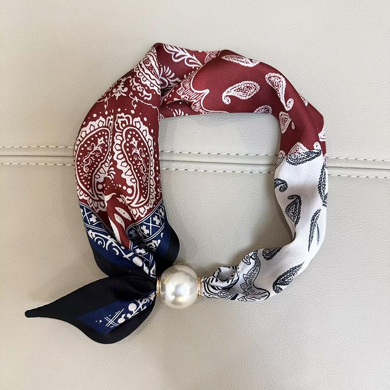 Летний 2025 года Шарф с жемчужной магнитной пряжкой: Универсальный, Декоративный, Дышащий шарф-труба