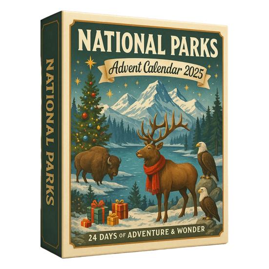 Национальные парки 2025 Адвент-календарь 24 дня Рождественский календарь с 24 пейзажами и сюрпризами дикой природы для исследователей и любителей природы