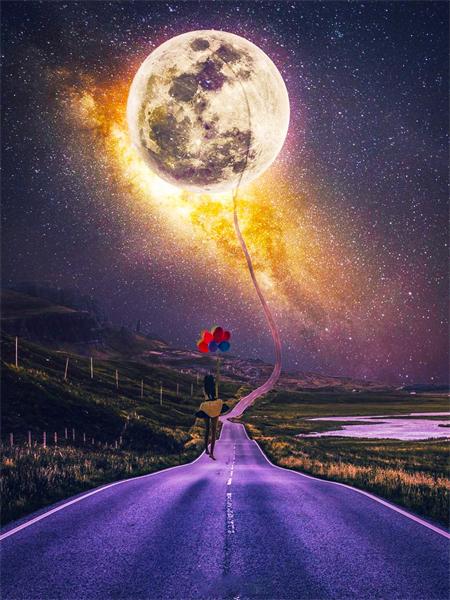 Diamond Painting New Moon Landscape Full Square Round Mosaic Embroidery Night Natural Scenery Home Decor