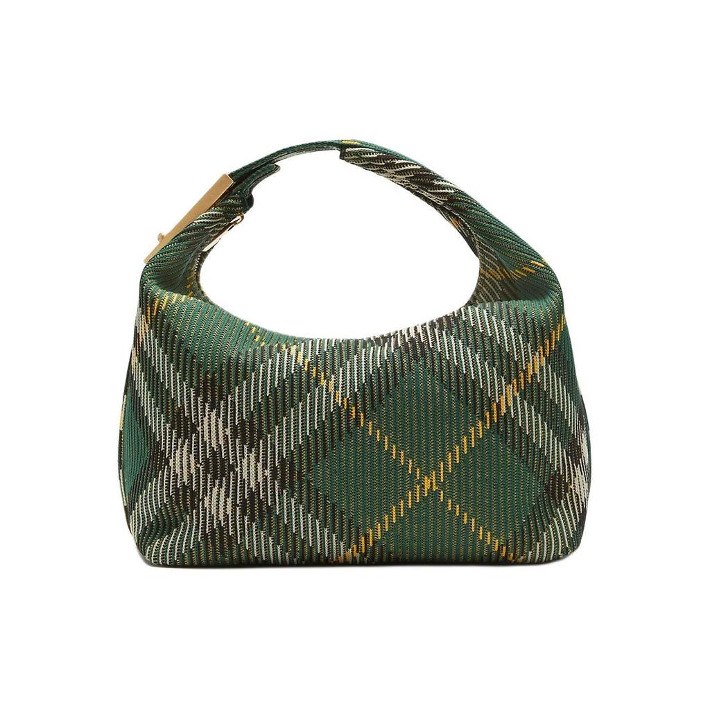 Burberry Peg Letter Logo Zipper Plaid Design Nylon Tote Bag Medium Women Tote Bag Ivy-Green 80820471