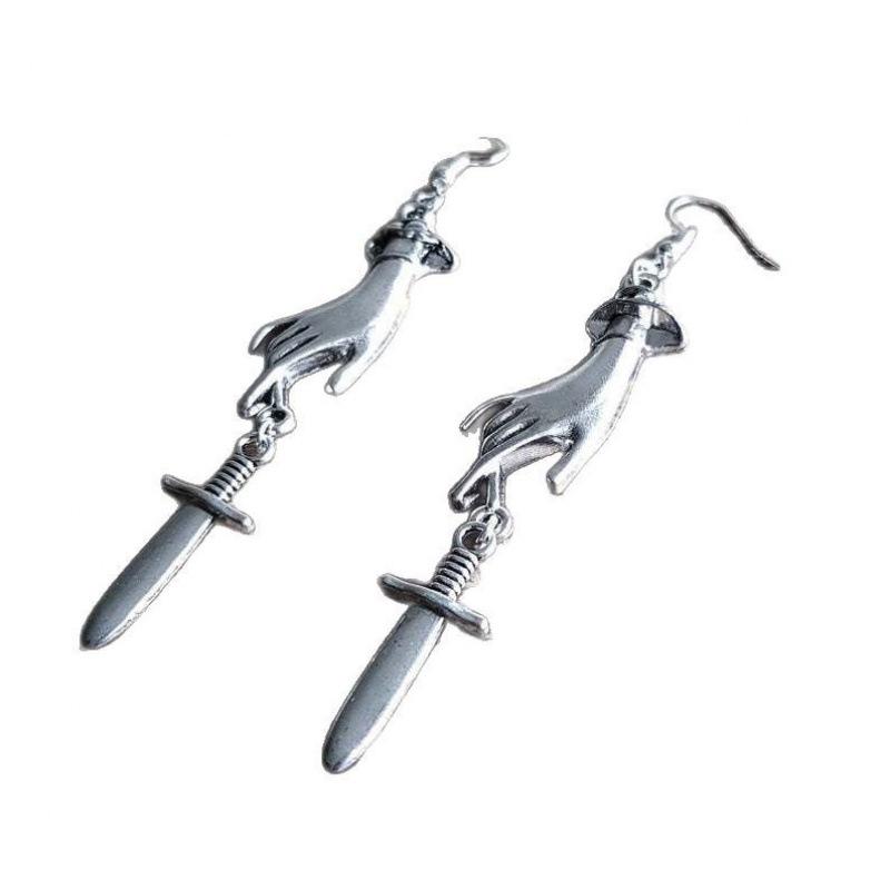 Dark Style Hand Sword Personalized Earrings - European and American Creative Ear Ornaments