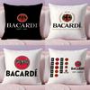 B-Логотип Bacardi Чехол на подушку Плюшевая ткань Мягкий Двусторонний печатный Невидимая молния Наволочка для дивана Домашний декор