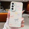 Color Bowknot Leather Texture Plain Color Shell for Samsung S25 Ultra S24 Fe S23 S22 A56 A16 A15 A55 A54 Soft Tpu Shockproof Lens Protection Case