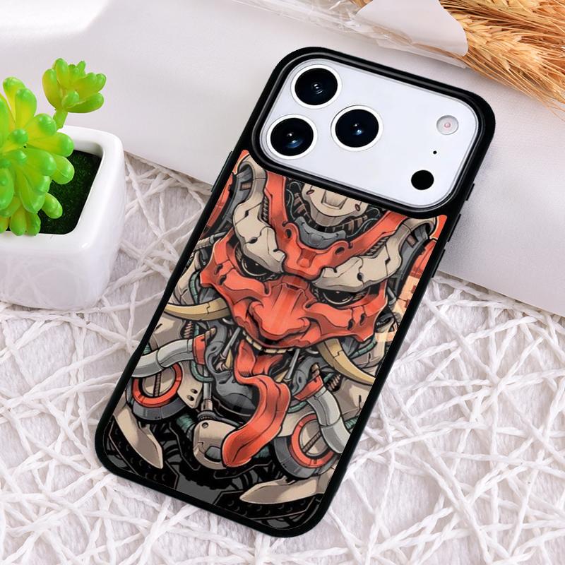 Oni Hannya Demon Mask Shockproof Phone Case for iPhone 17 Air 16e 15 11 12 14 13 Pro Max Cover Coque