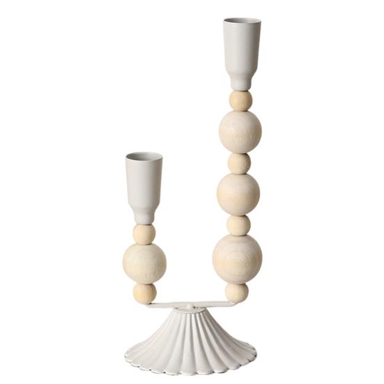 Подсвечник из чугуна с деревянными бусинами, винтажный, на 1/2/3 свечи, для домашнего офиса, гостиной, прихожей, декоративный металлический подсвечник