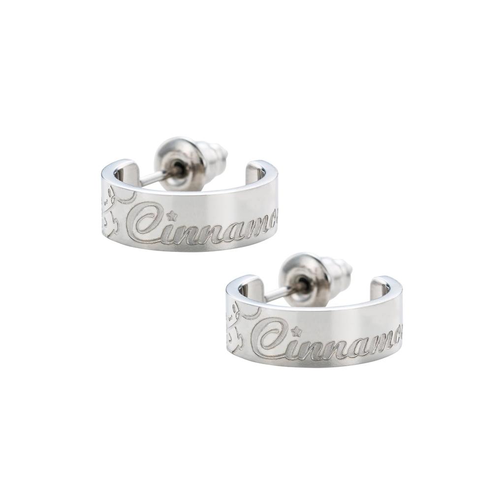 Серьги-полукольца из нержавеющей стали с персонажами Sanrio Cinnamoroll [Белый клевер] (2 шт/для ушей) SAST-P001SV