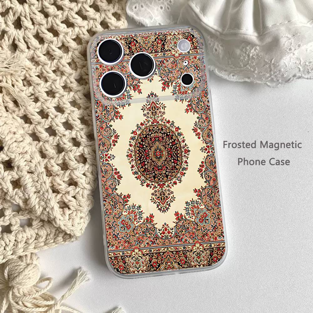 ВИНТАЖНЫЙ ПЕРСИДСКИЙ УЗОР Ковер Для iPhone 11,12,13,14,15,17,16,Pro,Plus,E,Max,Air,Mini Прозрачный Магнитный Матовый Чехол