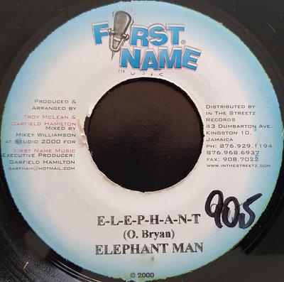 7-дюймовая пластинка ELEPHANT MAN - E-L-E-P-H-A-N-T NONE Имя Муси 2000 Ямайка Регги, Ска и Даб Б/У