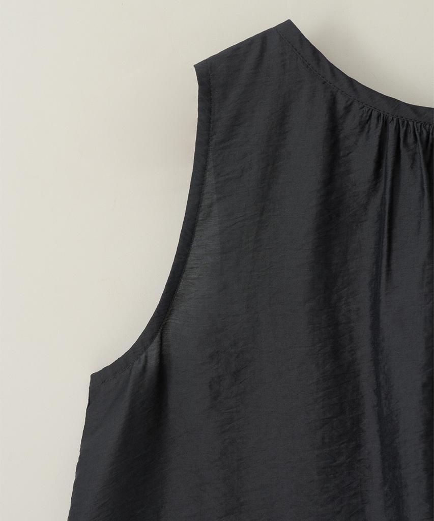 MAKE A TOAST Back Shirred Sleeveless Blouse Dark Gray Mbesto006Dg