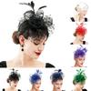 Pillbox Hat Beads Decor Decorative Headdress Net Yarn Flower Decor Fascinator Hat Fashion Accessories