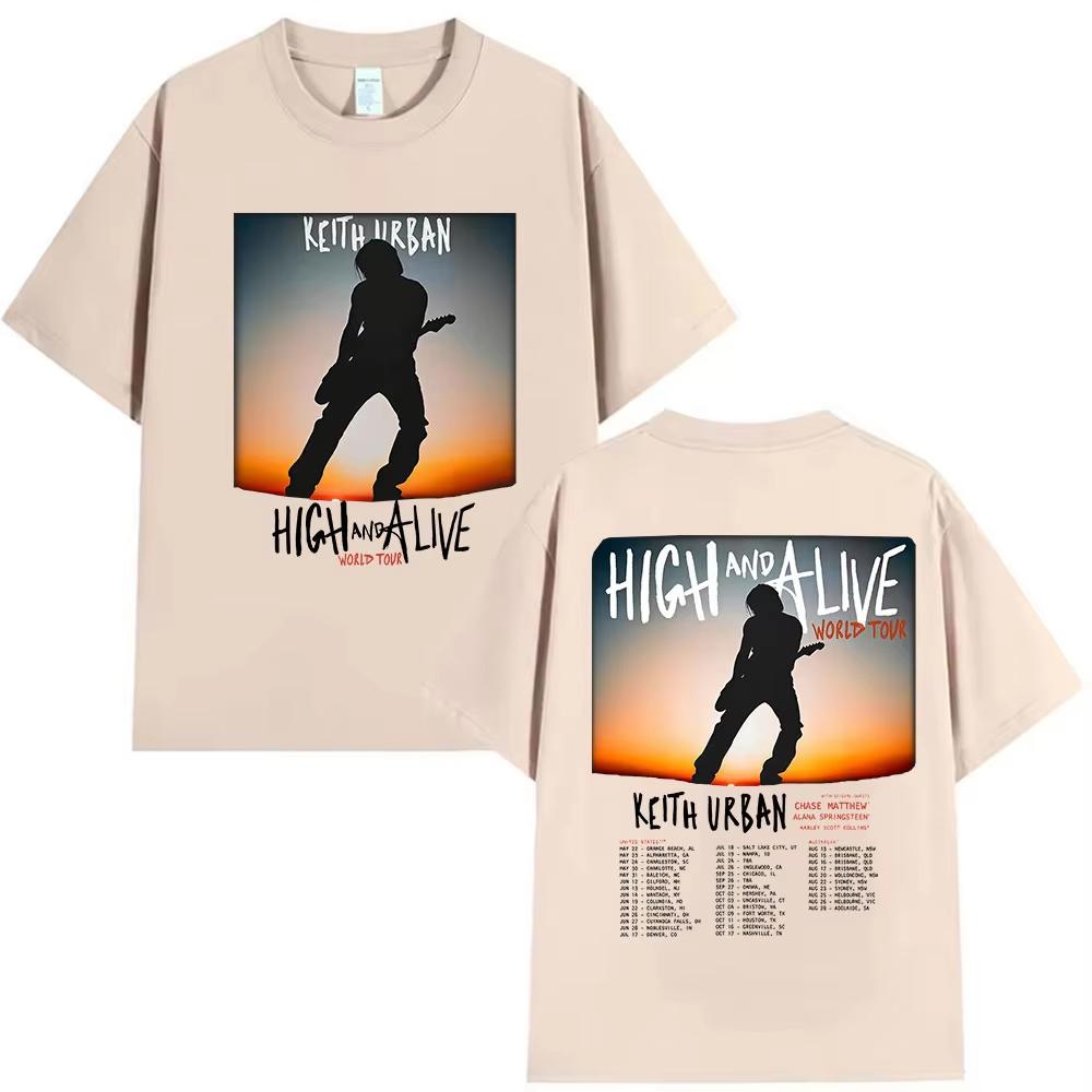 Keith Urban High and Alive World Tour 2025 Merch T-shirts Men Women Vintage Hip Hop Fashion Oversized Cotton T Shirts Streetwear