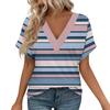 Женские рубашки с коротким рукавом, топы с принтом и V-образным вырезом, повседневные топы, базовые футболки, блузки, свободные топы