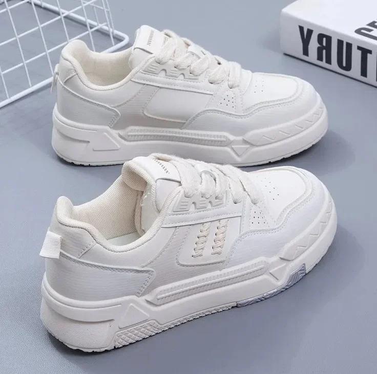 Модная женская обувь 2024 года, осень и зима, новые оригинальные белые туфли на толстой подошве, повседневная модная обувь для женщин в американском стиле