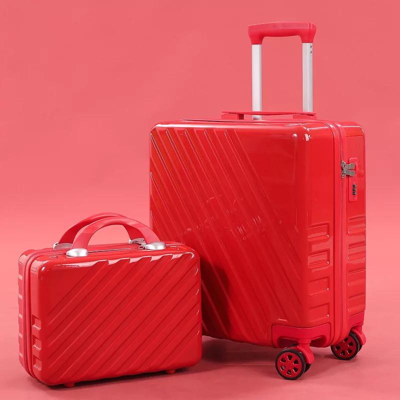 Дорожный чемодан 18 дюймов 20 дюймов, ручная кладь на колесиках, сумка на колесиках, женский багажный набор с модной косметичкой