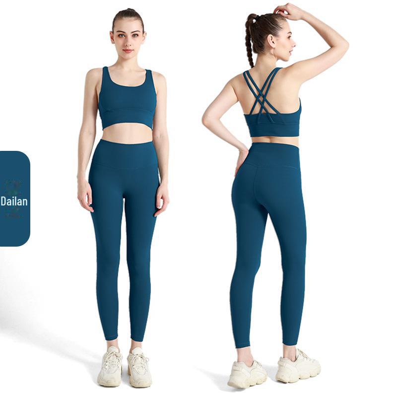 «Летний комплект для йоги на крестообразной спине»: Брюки и топ с высокой талией и утягивающими бедрами