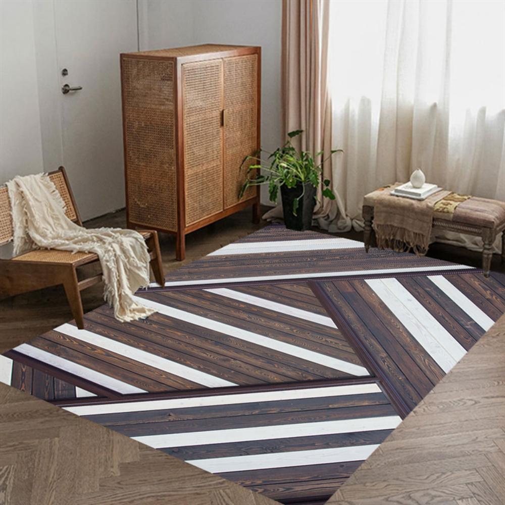 Ретро Геометрический Дизайн Под Дерево Ковер Декор Гостиной Ковер Под Диван Прикроватный Мягкий Ковер Балкон Журнальный Столик Коврик для Пола Придверный Коврик