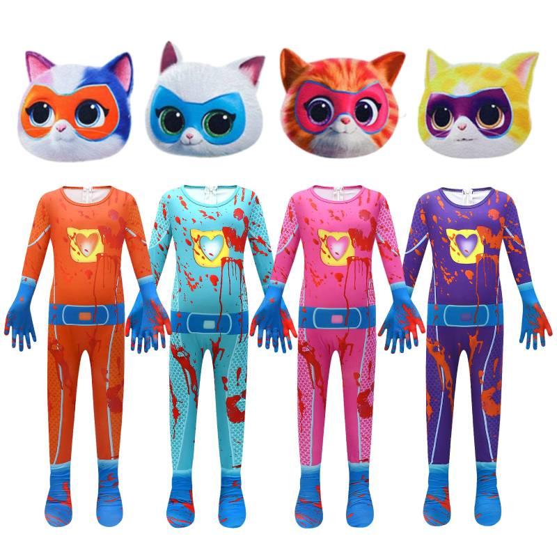 Cute And Comfortable Superkitties Children's Jumpsuit Cartoon Design Soft Milk Silk Fabric Multiple Colors 100cm-150cm/43.3-59.05in