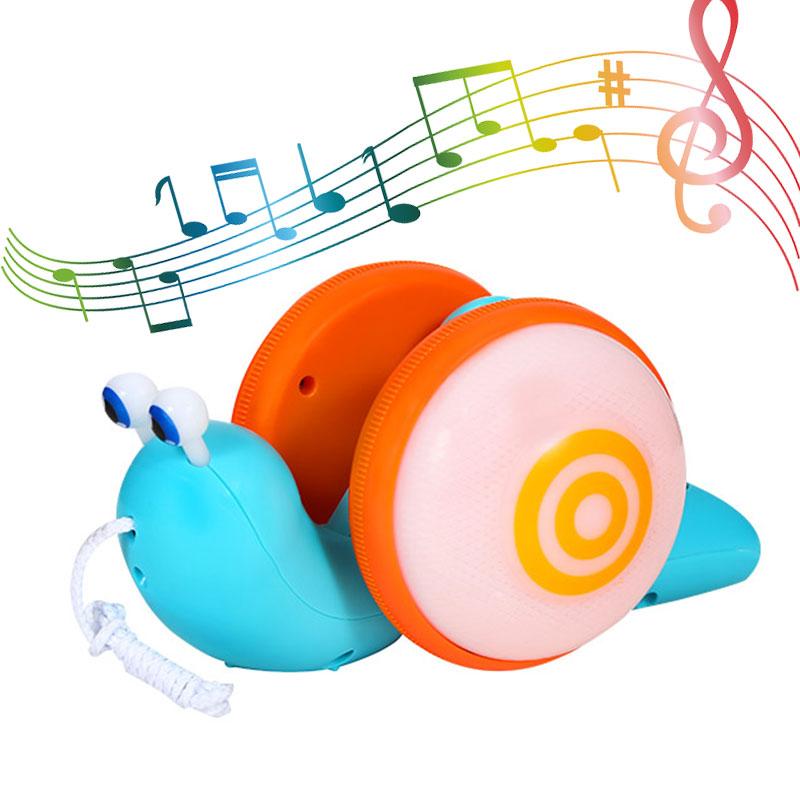 Игрушка для ползания улитки с вытяжной линией для детей ясельного возраста, мультяшные животные, детские игрушки для прогулок с легкой музыкой, игрушки для ползания улитки