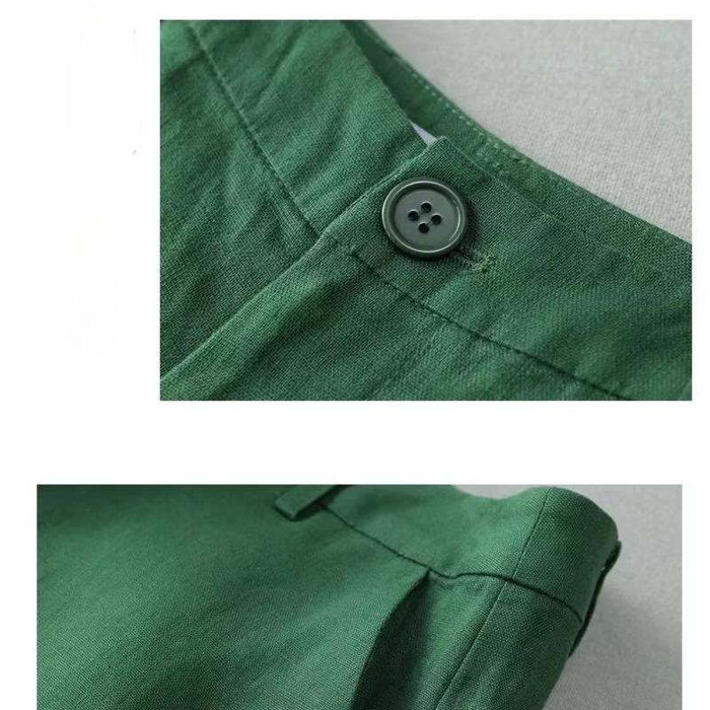 Summer New Cotton and Linen Casual Shorts for Women High Waist Plus Size Wide Leg Shorts Woman Fashion Simple Straight Office Lady Short Pants 24712