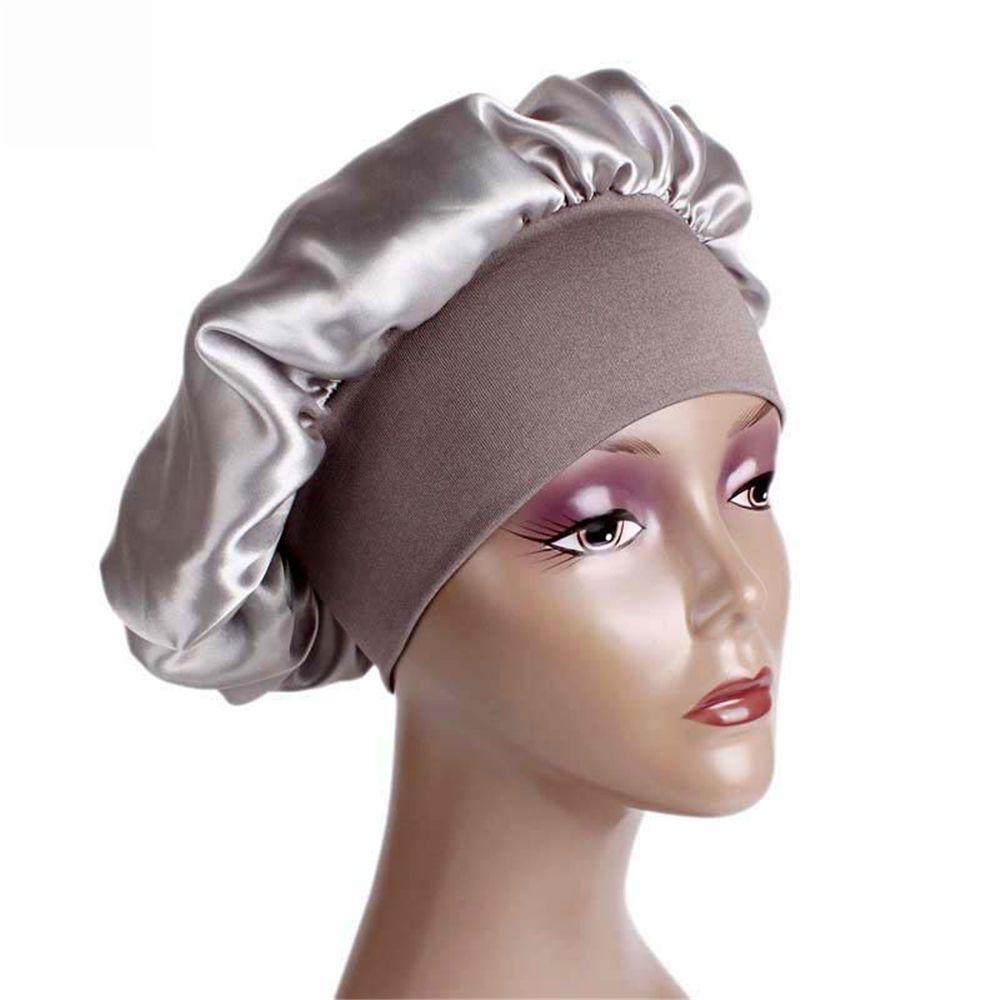 Soft Stretch Head Cover Night Sleep Hat Wide Band Satin Cap Elastic Head Wraps Hair Loss Chemo