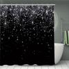 4 шт. Черная шторка для душа «Звездный свет» в подарок Современная домашняя ванная комната Декоративная занавеска и коврик для туалета Набор из 3 предметов с 12 крючками для шторки для душа