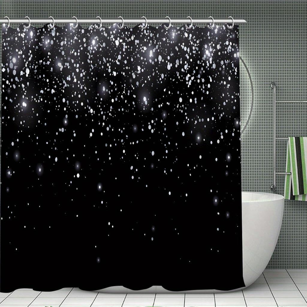 4 шт. Черная шторка для душа «Звездный свет» в подарок Современная домашняя ванная комната Декоративная занавеска и коврик для туалета Набор из 3 предметов с 12 крючками для шторки для душа