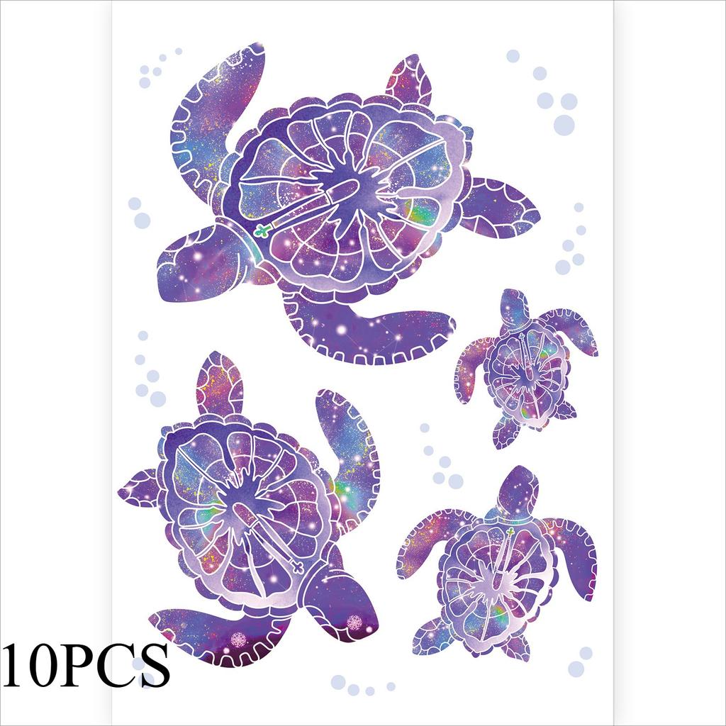 10PCS.Cute sea turtle PVC waterproof wall decals, suitable for bathroom, home, office & kindergarten, easy to apply & remove