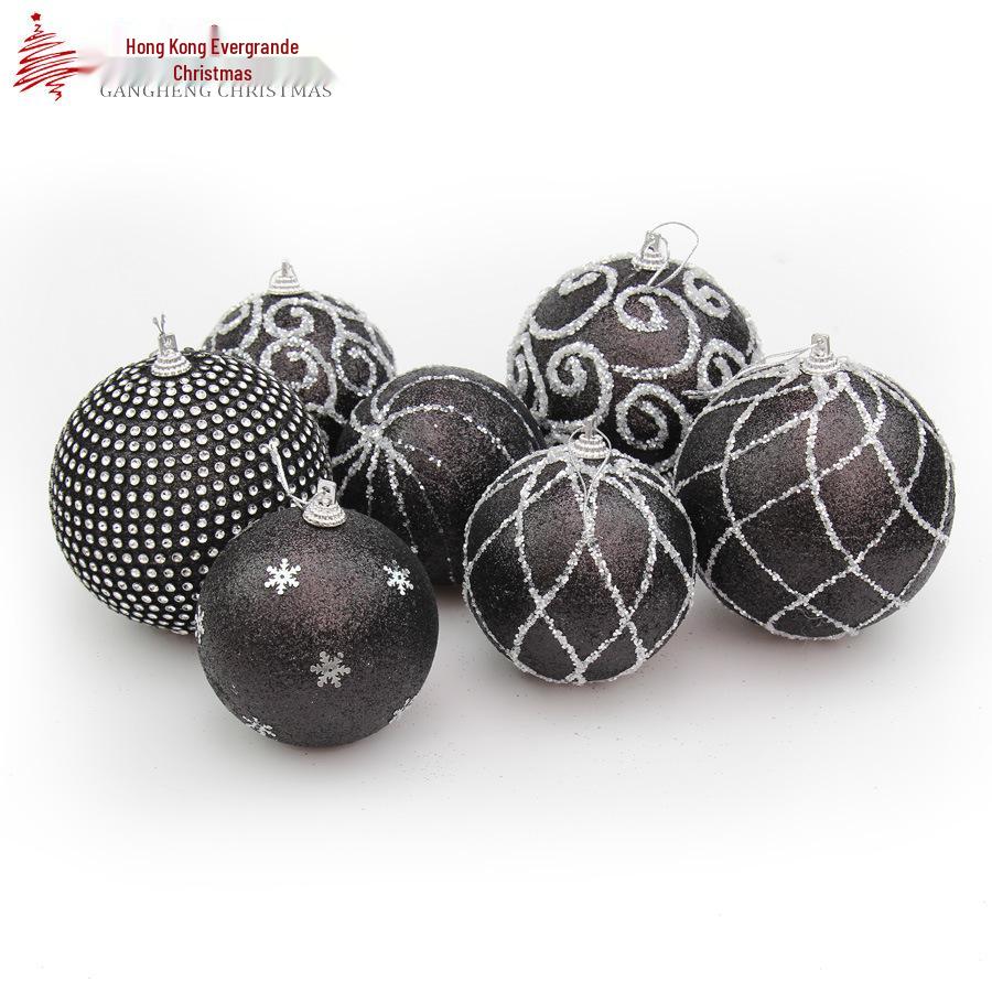 Набор ornaments для Рождественской елки из черной и серебристой пены - 8см Расписной шар и 10см Самоклеящиеся украшения
