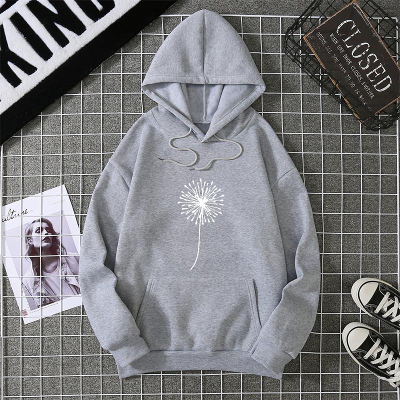 Dandelion Print Multicolored Tops Hoodie Korean Harajuku Aesthetic Hoodies Goth Women Autumn Winter Pullover Sweatshirt