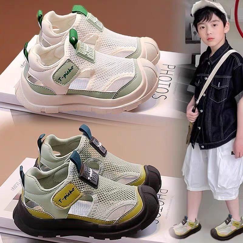 Сандалии для мальчиков лето новые сетчатые туфли для девочек дышащие детские туфли мягкая подошва противоскользящие повседневные туфли для мальчиков модные одинарные туфли для девочек