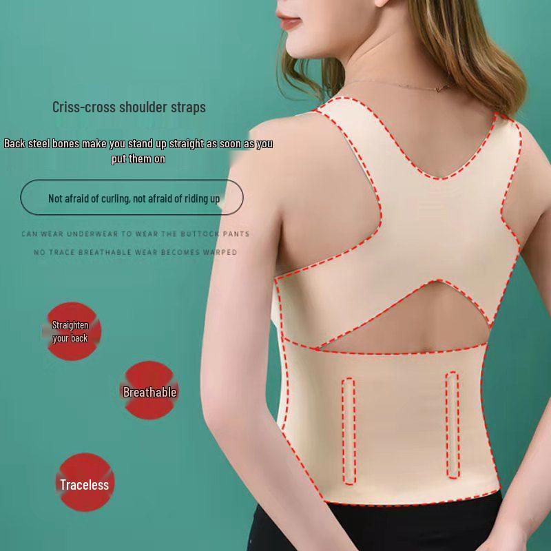 Postpartum Slimming Waist Trainer Bra Vest with Chest Pads and Anti-Hunchback Support