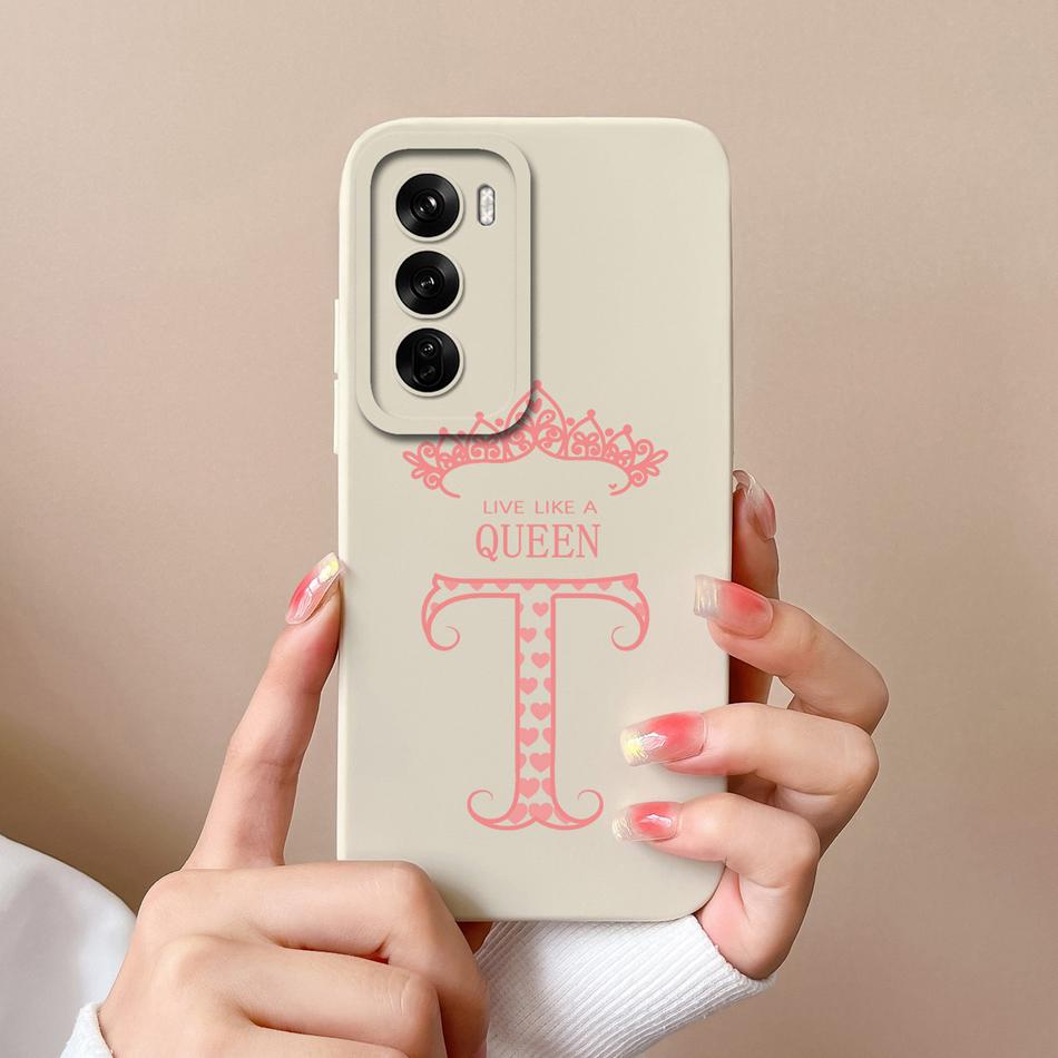 Парный чехол для Oppo Reno 12 Pro 5G Чехол Корона Буква Высококачественный Мягкий Жидкий Силикон Защитный Чехол для Oppo Reno12 Fundas