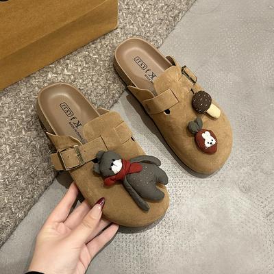 2025 весна и осень новые мультяшные женские туфли мягкая подошва милый мешок на носке крутые тапочки однотонные ленивые тапочки аксессуары