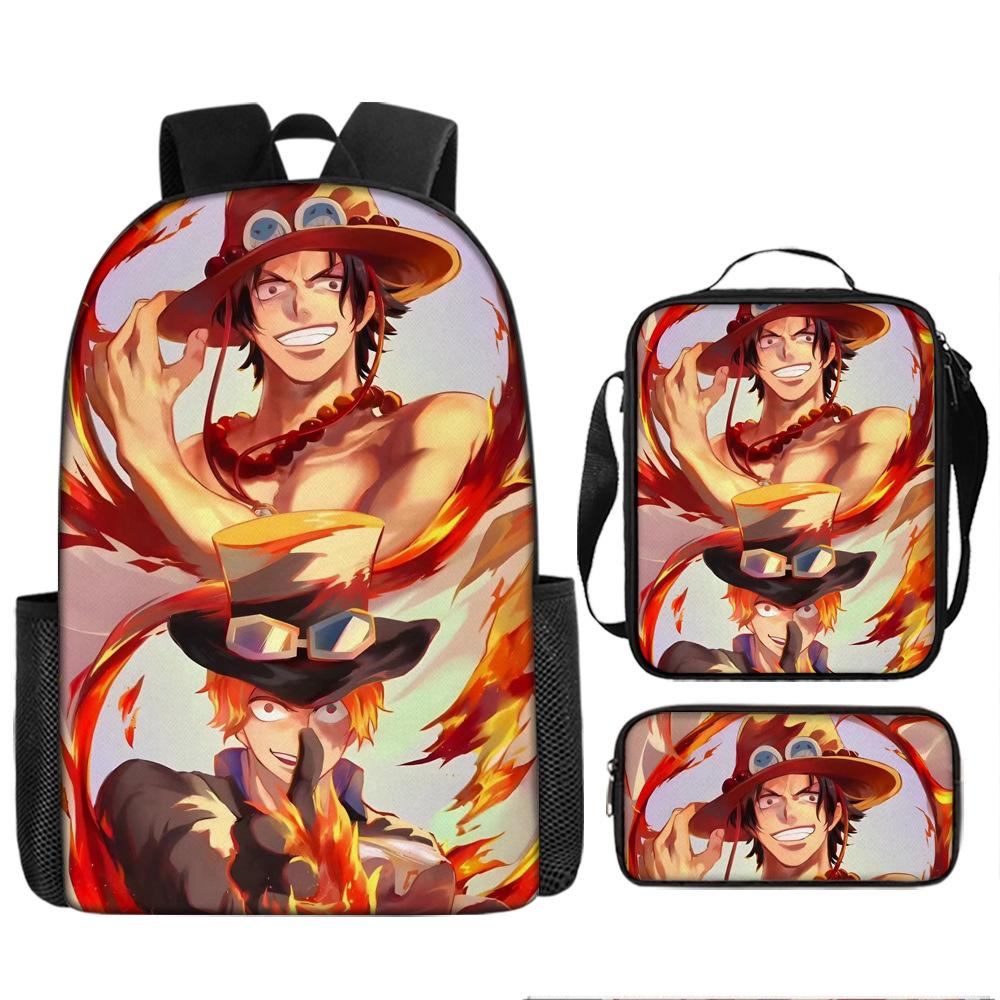 Анимация ONE PIECE школьный рюкзак из трех частей игровой периферийный рюкзак большой вместимости для ученика средней школы для улицы, кампуса, сумка для компьютера