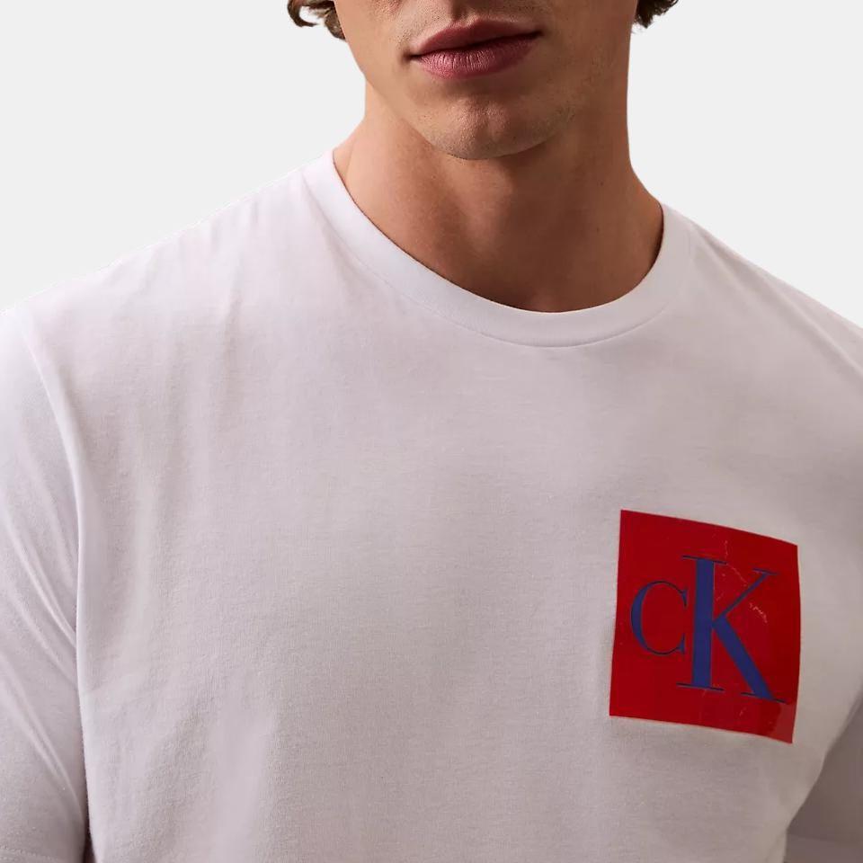Calvin Klein Минималистичная Удобная Универсальная Клетчатый Узор Классическая Футболка с Коротким Рукавом Мужские Футболки Ярко-Белый 4RB837G-110