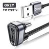 Кабель для быстрой зарядки под углом 180 градусов, кабель USB C с изгибом 90 градусов для Samsung Xiaomi Redmi