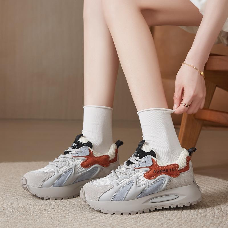 Модные кроссовки весна-лето 2026 Женские сетчатые туфли на толстой подошве 5 см Мягкий комфорт Фирменные женские желтые туфли для повседневной носки