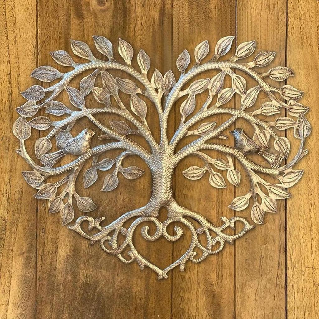 Heart Shaped Tree of Life Decor, Metal Wall Hanging Artwork,Outdoors Tree of Life/Heart Wall Plaque Decorative Art Sculpture - I Love You Decor