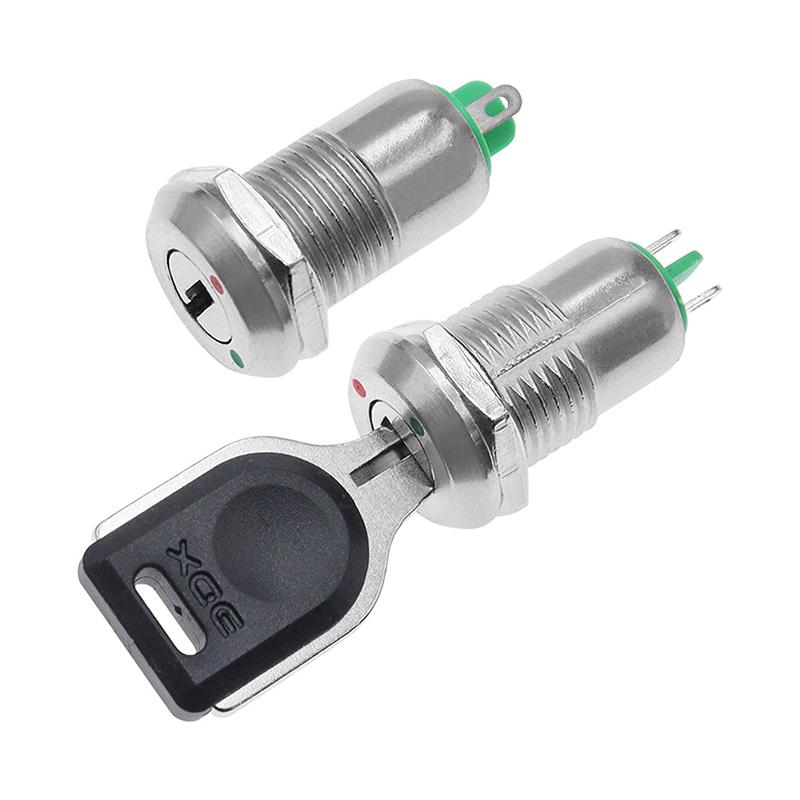 1 шт. 12 мм электронный кнопочный переключатель из цинкового сплава с 2 ключами Вкл/Выкл Блокировка телефона Безопасность Кнопка питания Трубчатые клеммы 2 положения 1А