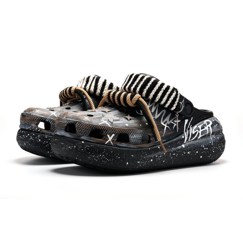 Crocs Crush Clog EVA Baby's Breath Graffiti Broken Diamond Star Trend Personality Hole Shoes Unisex Black