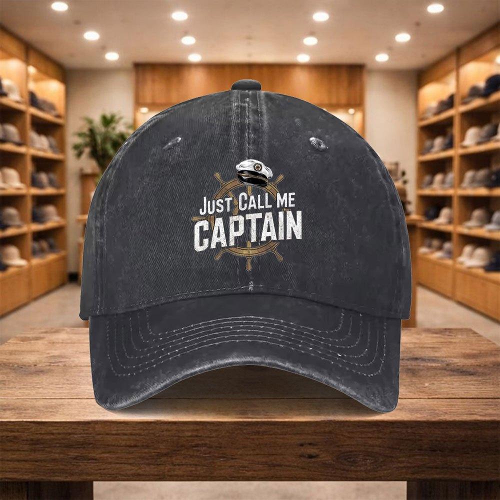 pc Adjustable Duckbill Baseball Cap with Just Call Me Captain Text Lightweight Unisex Snapback Hat Suitable for Sports Tra