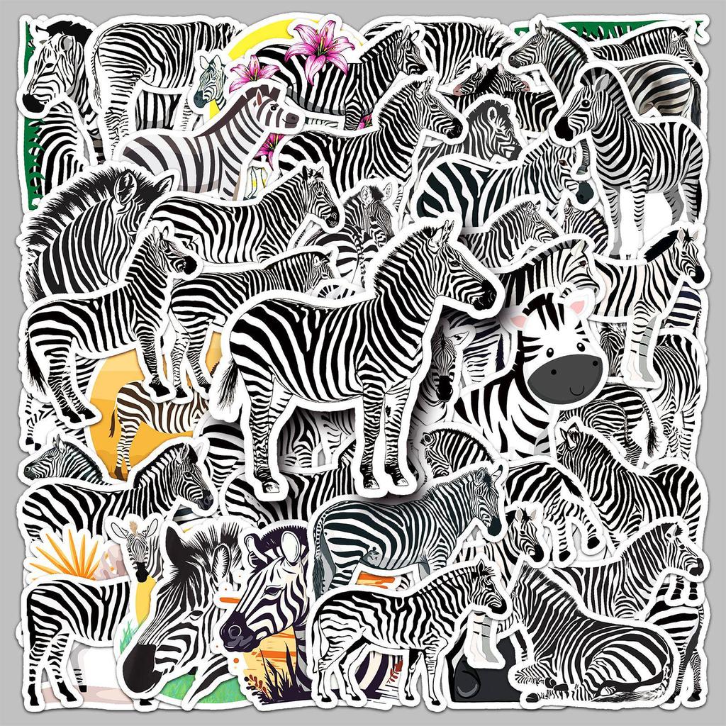50 Sheets of Cute Zebra Cartoon Animal Stickers: Waterproof for Kids' Diaries, Phone Cases, and Luggage Decoration