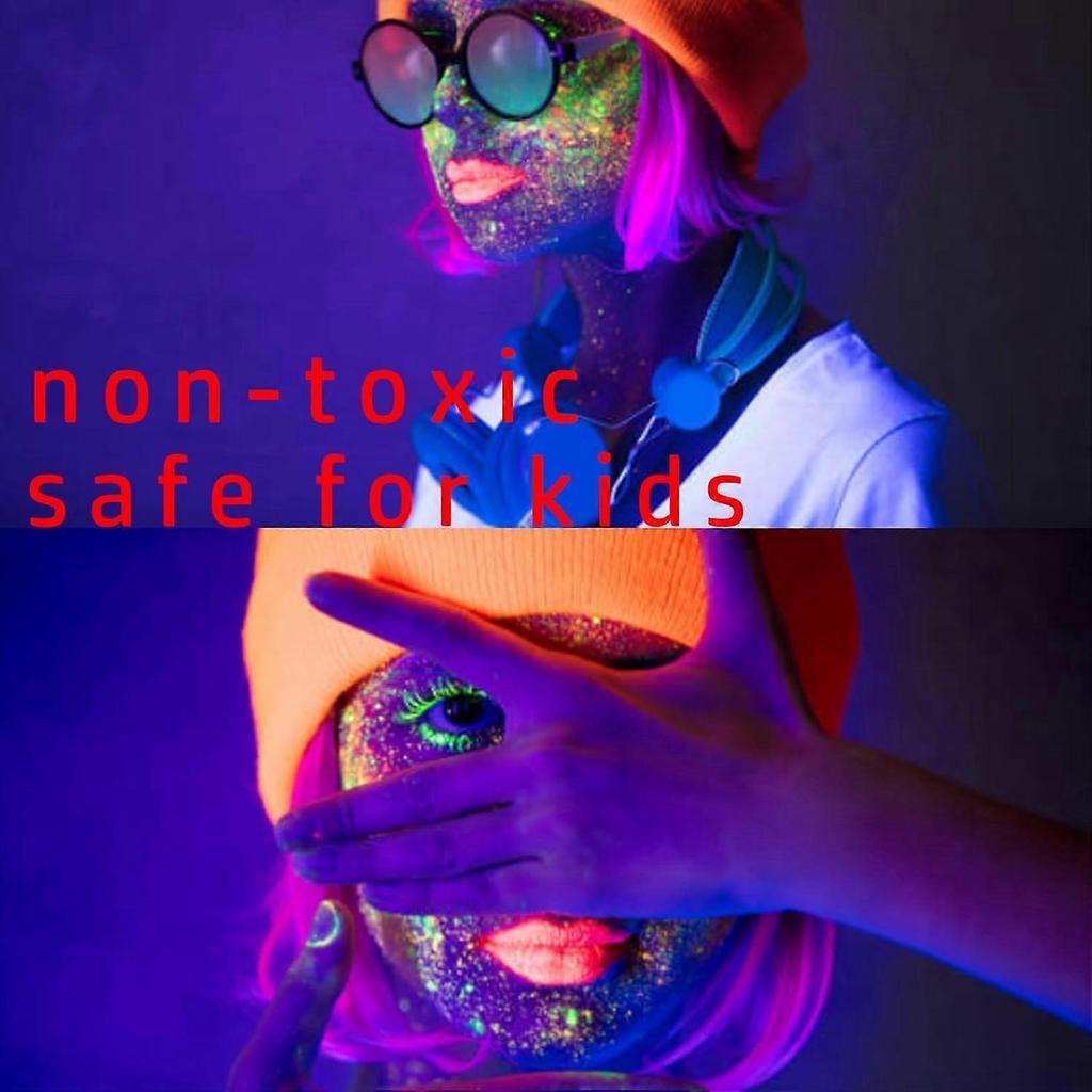 Glow UV Blacklight Face Paint,Neon Body Paint Set of 8 Tubes Blacklight Reactive Paints, DarkPaint Neon Party Supplies