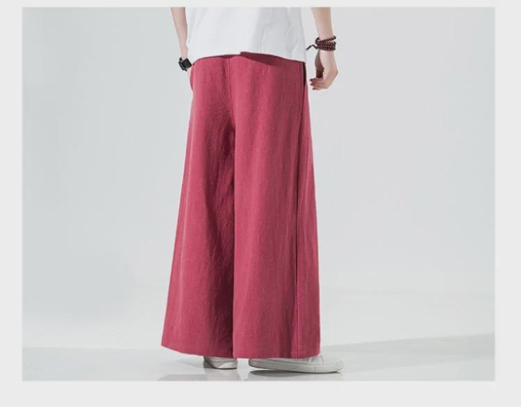 Мужские свободные повседневные брюки широкого покроя из китайского льна