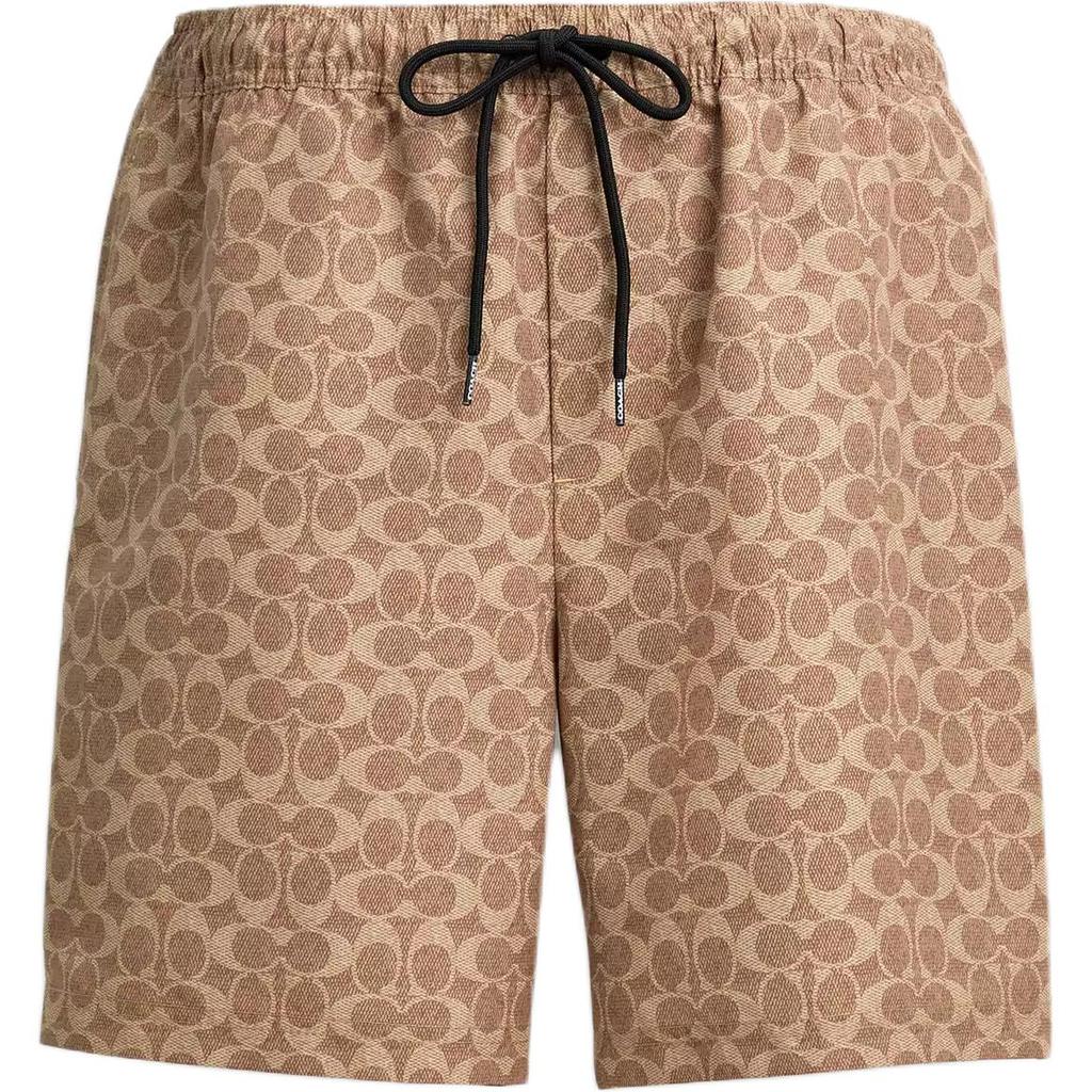 Coach Ss25 Solid Full Print Pattern Three-Quarter Beach Shorts Men Shorts Light-Brown CZ537-RYU