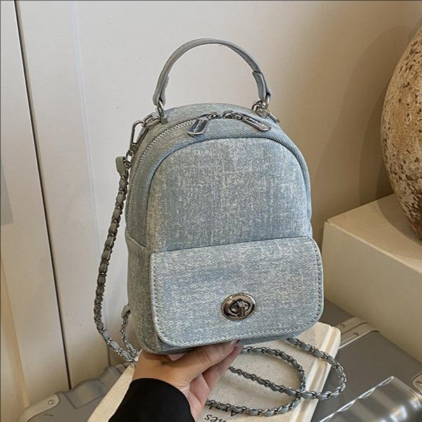 Джинсовый Цепочка Портативный Маленький Рюкзак Женский Новый Рюкзак Женский