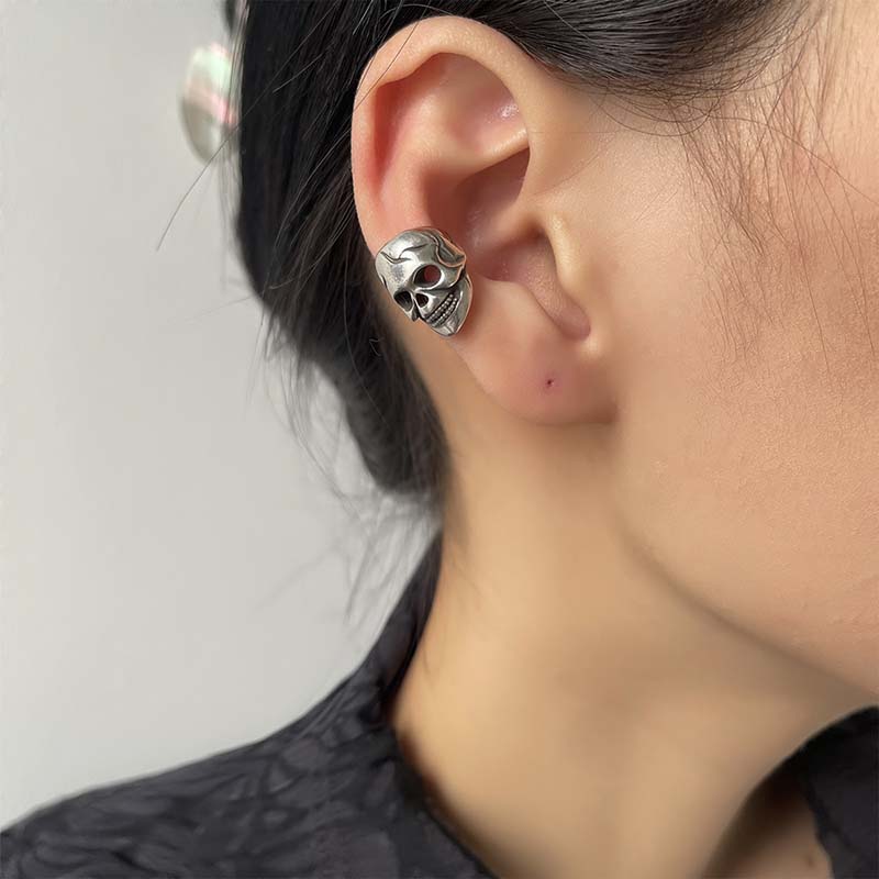 Серьги-клипсы в виде скелета в стиле панк для женщин, винтажные полые серьги-маски, забавные аксессуары для ушей для пары, модные украшения для вечеринки на Хэллоуин