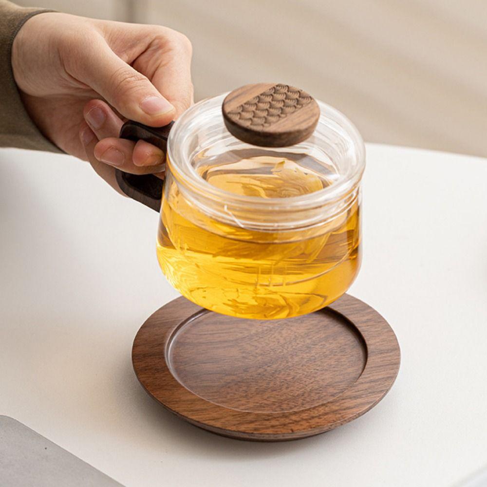 200ml Glass Tea Cup with Infuser Wooden Handle Tea Infuser Cup Kung Fu Tea Set  Office